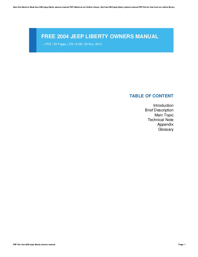2004 Jeep Liberty Owners Manual Download